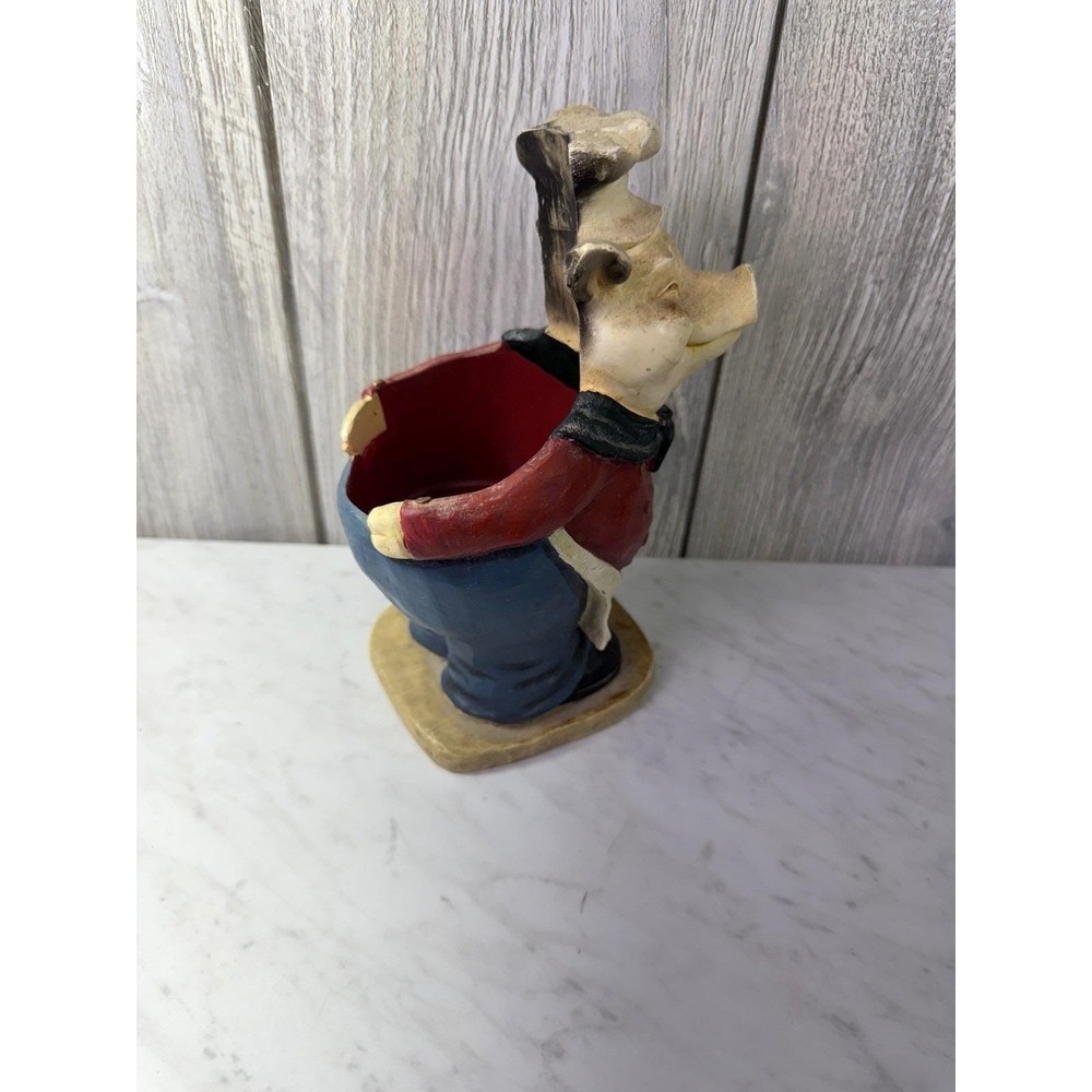 Vintage Style Chef Pig Figurine Toothpick Holder Resin Kitchen Decor Red Blue - Picture 4 of 9